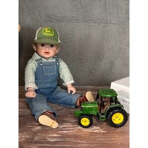 John Deere Boy Doll Outfit Overalls Shirt Hat Tractor Accessory Farm Country‎